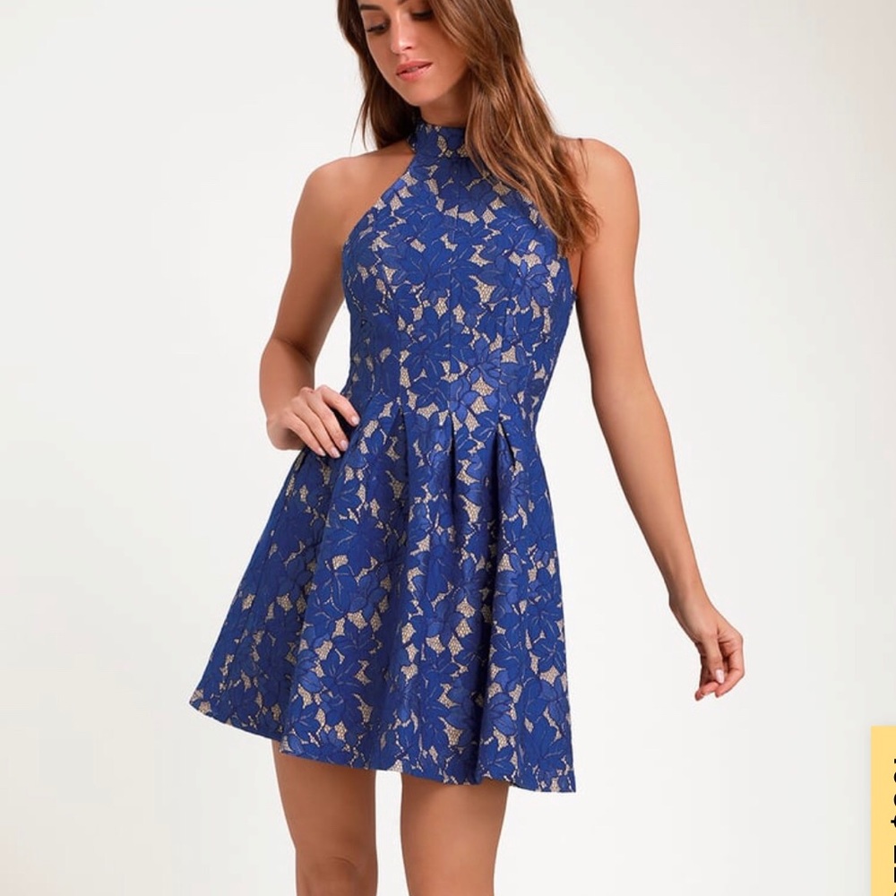 Seasons of love- royal blue halter skater- medium